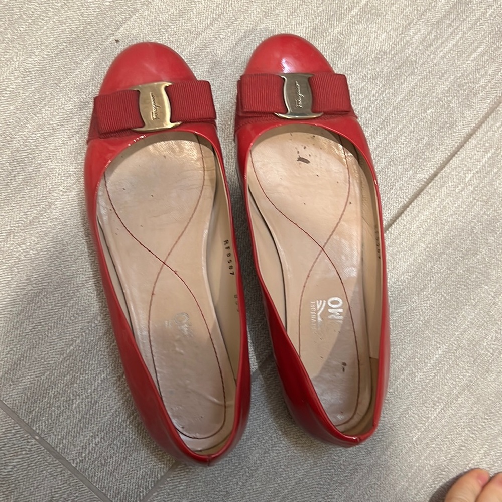 Red ferragamo ballet flats